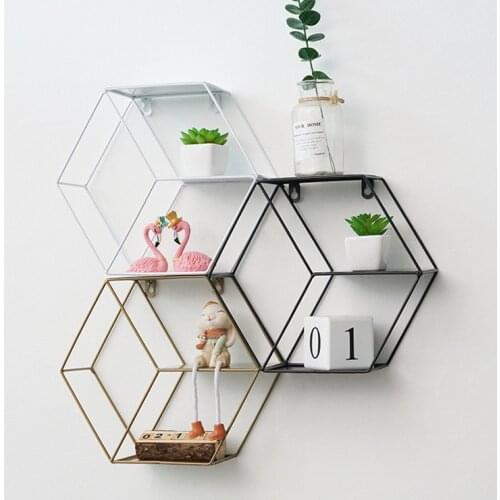 1Pc Metal Wall Decoration for Home Decoration Modern Storage Shelves for Plants Living Room Decoration Housekeeper On Wall Black