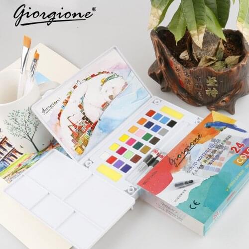 18//24/36 Colors Solid Water Color Painting Set Portable Hand-painted Watercolor Pigment Set Drawing Art Supplies Stationery