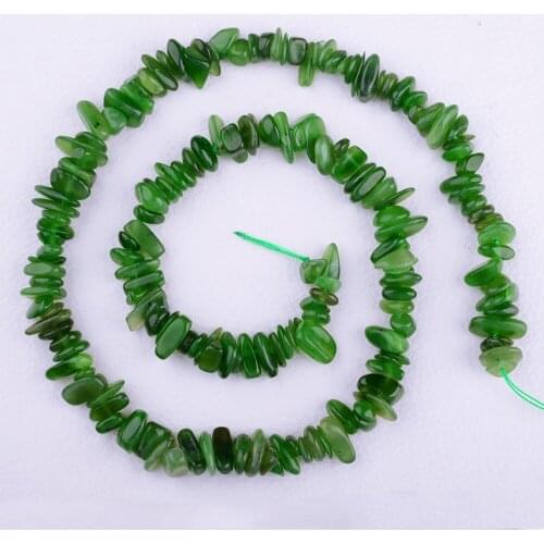 2 strands High Quality Natural Genuine Canada Green Jade Nugget Chip Loose Beads Fit Jewelry 3x8mm 15"