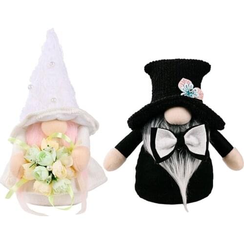 2 Pcs Bride Bridegroom Gnome Wedding Couple Swedish Nisse Tomte Elf Dwarf Kitchen Farmhouse Tiered Tray Decorations