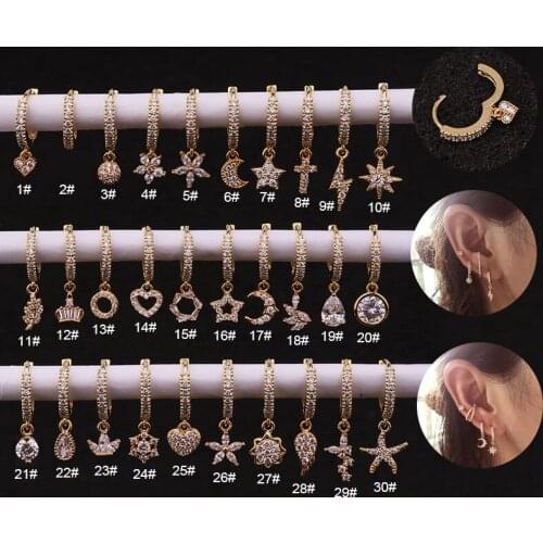 30 Type Crystal Filled Drop Earrings Gold/Silver Color Fine White CZ Pendiente Piercing Earring 2020 Fashion Circle Round Jewelr