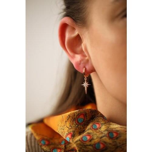 925 sterling Silver Women 'S Pole Star Pattern Zircon Silver Earrings Elegant Design Pleasing Appearance Quality Wink Attractive 2021 Trend fashion