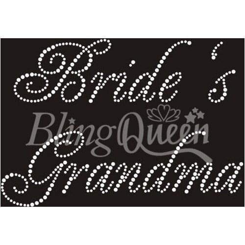 BlingQueen 25PCS/LOT Iron On Hot Fix Rhinestone Transfers Brides Grandma Design