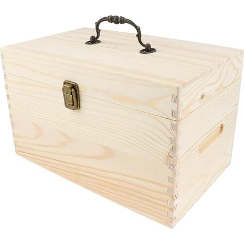 Wooden Essential Oil Box Organizer - Hold 56 Bottles - Portable Roller Balls Bottles Carrier Case with Lid and Handle