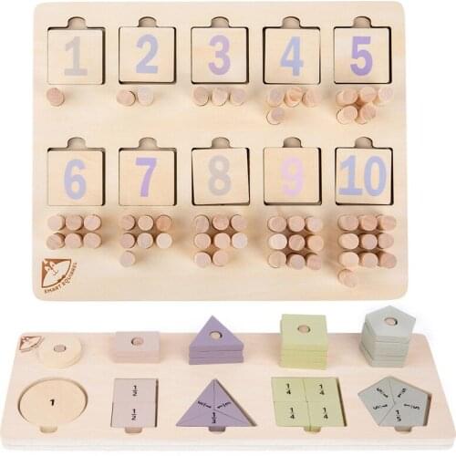 Baby Math Toys Montessori Educational Wooden Board Counting Numbers Matching Game for Kids Early Learning Cognition Digital