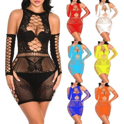 Erotic Women Hollow out See Through Bodycon Mini Nightdress G-String Sleepwear sexy dresses for women 2021