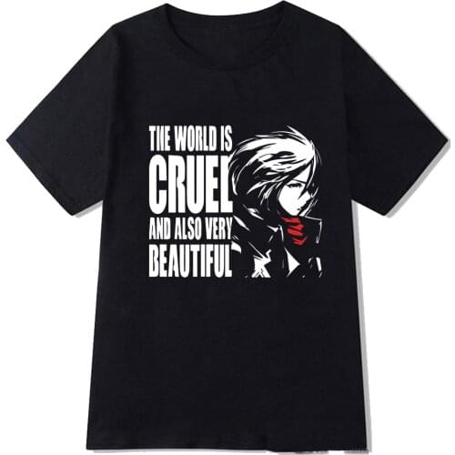 Japanese Anime Attack on Titan T Shirt Men Mikasa Ackerman Funny Cartoon T-shirt Cool Streetwear Hip Hop Top Male