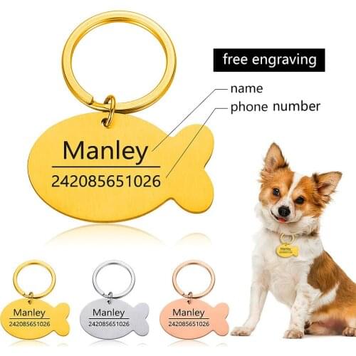 Customized Cat Dog Collar Accessories Personalized ID Name Phone Number Stainless Steel Pet ID Tags for Puppy Free Engraving