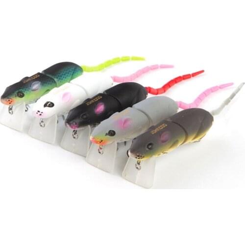 1 PC Artificial Fishing Lure Plastic Mouse 8cm Lure Special Tail Design Rat With Treble Hook Multi Jointed Sections Crankbait