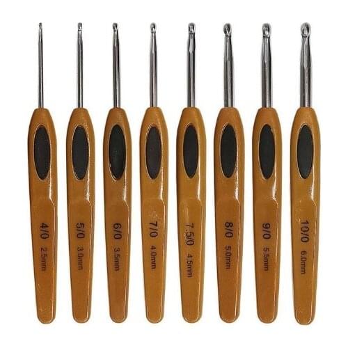 8Pcs Soft Touch Crochet Hooks Aluminum Knitting Weave Craft Yarn Knitting Needles Portable Sweater Hand Sewing Tools Dropship