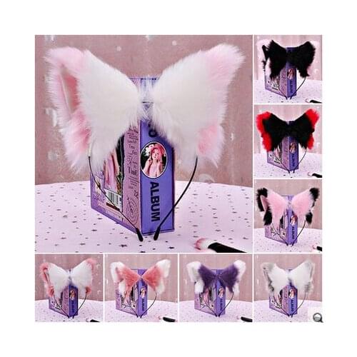Cute Soft Girl Net Red Black And White Lolita Harajuku Fox Ear Plush Cat Ears Maid Fox Ears Headband Headdress KC Head Cosplay