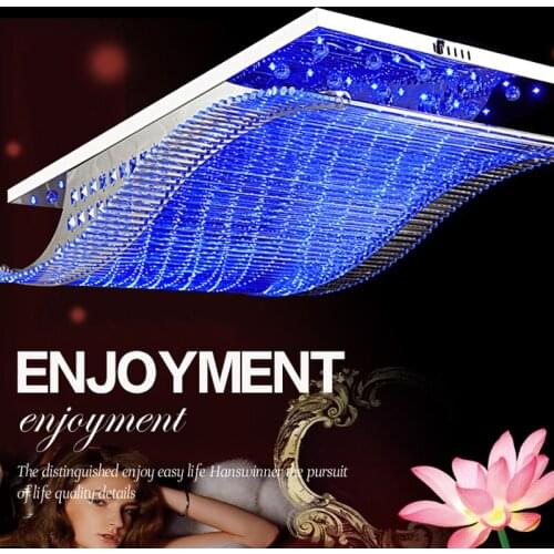 Moderne Kristallen Kroonluchter LED Kleurverandering Met Afstandsbediening Orgel Stijl RGB Lustre Plafondlamp Deco 110 V 220 V