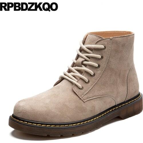 Autumn 2019 flat shoes booties military comfortable army designer retro combat boots lace up short round toe suede men fashion