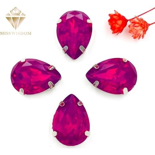 NEW hot sale Matt purple red opal teardrop sew on rhinestones with claw flatback Resin loose rhinestones DIY garment Accessories
