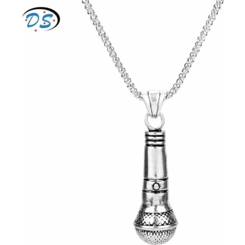 Microphone Necklaces Pendants Hip Hop Jewellry Men Necklace Snake Chain Charms Necklace Accessories Music Fans Gifts