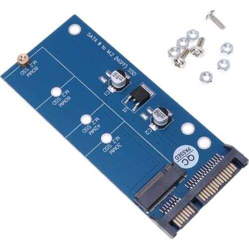 SATA III 3 to M.2 (NGFF) SSD 7+5 Pin Connector Converter Adapter Card for Laptop Desktop (Blue)