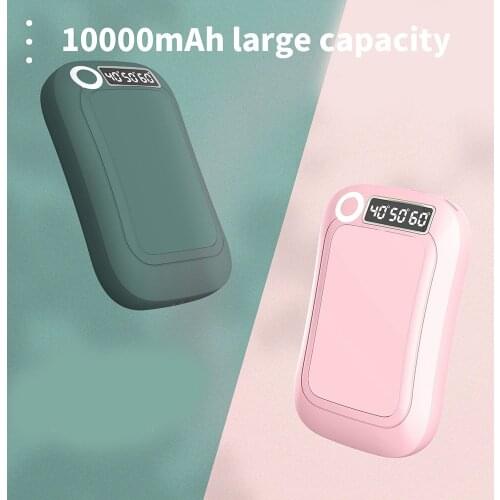 Hand Warmer Digital Display Double-Sided Heating Portable USB Charging Treasure Two in One with Small Torch Power Mobile Power