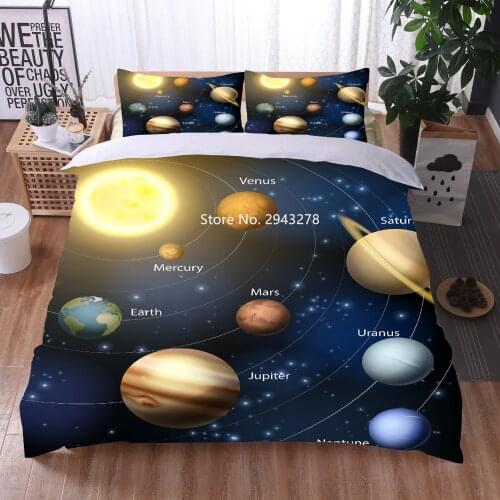 Planetary Polk Dot Patterns Bedding Set Duvet Quilt Pillowcase Childrens & Adult Bedroom Decoration Home Textiles Full Size