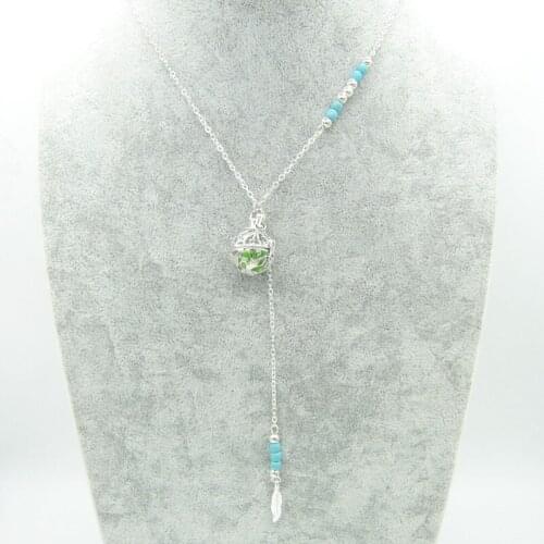 Simple Design Turq Beads and Locket Cage DIY Felt Lava Balls Amoratherapy Oil Diffuser Tribal Necklaces