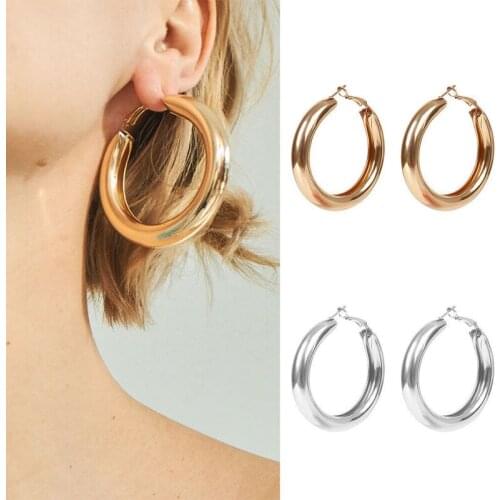 Rock Big Hoop Earrings For Women Minimalist Thick Large Round Circle Gold Hoop Earrings Party Wedding Fashion Jewelry Gift