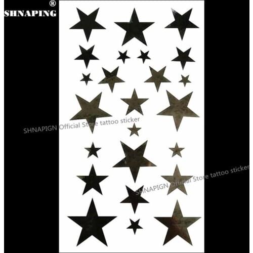 SHNAPIGN Black Solid Star Temporary Tattoo Body Art Arm Flash Tattoo Stickers 17*10cm Waterproof Fake Henna Painless Sticker
