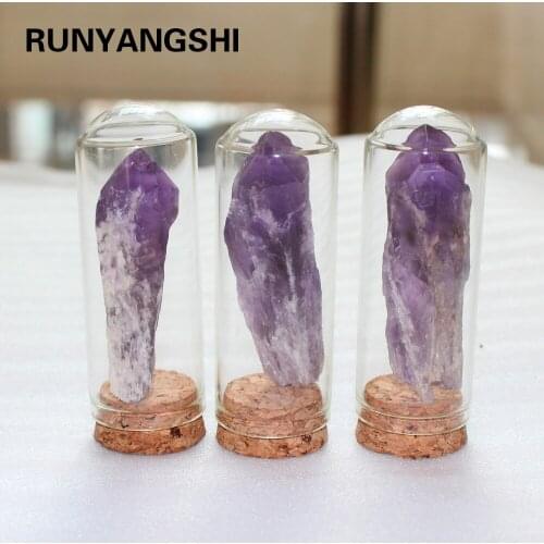 Runyangshi 1pc Natural Purple Crystal stone Amethyst backbone Scepter crystal Glass landscape bottle
