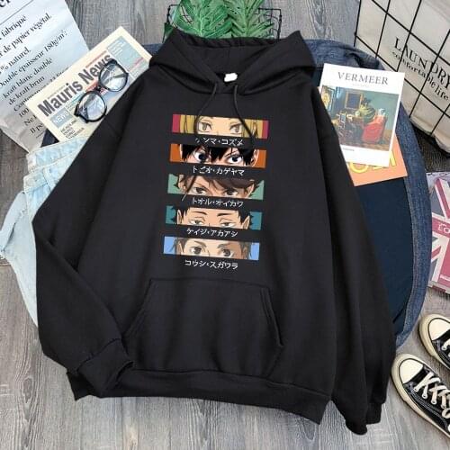 Japanese Anime Haikyuu Character Hoody Womens 2021 Cartoon New Comfort Hooded Hip Hop Fleece Hoodie Korean Style Womens Clothes