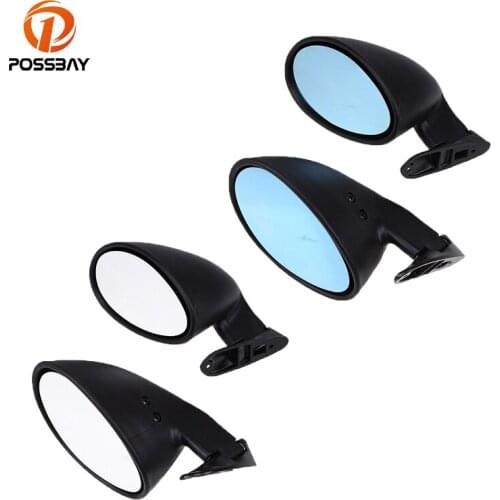 POSSBAY Universal Classic Car Door Side View Mirror Vintage Side Door Rearview Mirror White/Blue Retro Mirrors Left Right Side