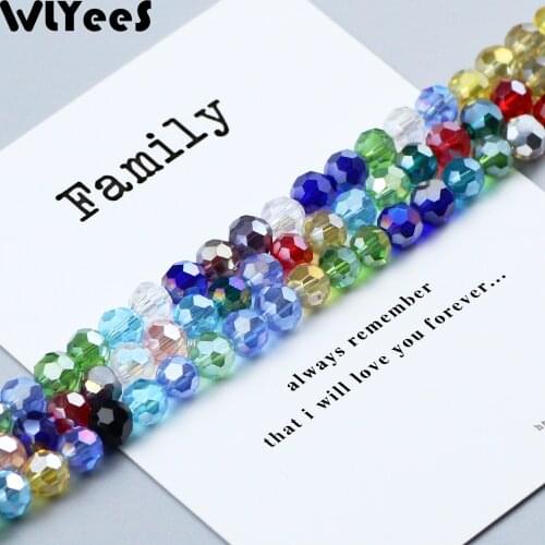 WLYeeS 50pcs AB Color Austrian Football crystal 6mm Round Glass Loose space Bead for jewelry necklace earring pendant Making DIY