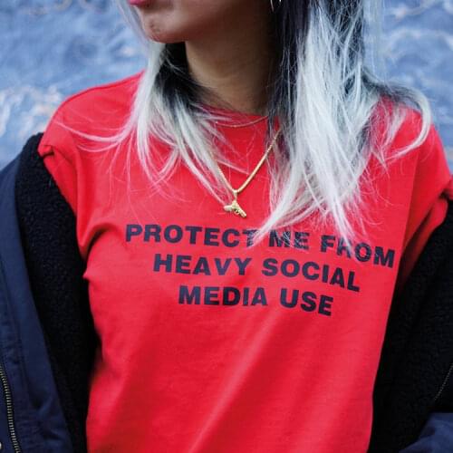 Protect Me From Heavy Social Media Use Shirt Women Aesthetic Tumblr Shirt Funny Quotes Grunge Shirt Summer Fashion Clothes