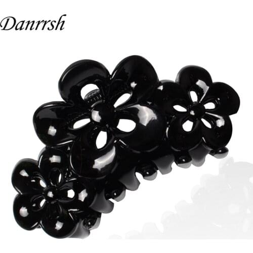 9cm Large flower Plastic Hair Claws for Women Thick Hair Curved Hair Jaw Clips Crab Clamp Grasp Accessories Girls Hairwear
