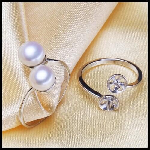 Classic Rings Resizable Design Rings Base 925 Silver Pearl Rings Settings Women DIY Pearl Rings Accessory No Pearl