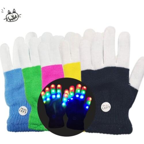 1 Pair New Arrival Party Light-Up Toys LED Flashing Magic Glove Glow In The Dark Toys Light Up Finger For Party