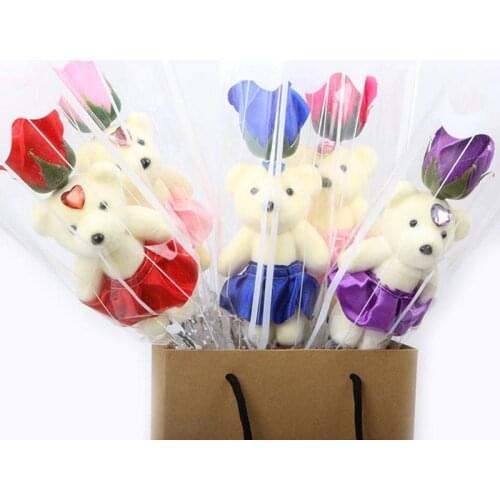 1pcs Scented Bath Soap Rose Bear Soap Flower Petal With Gift Box For Valentines Wedding Valentines Day Mothers Day Teachers Day