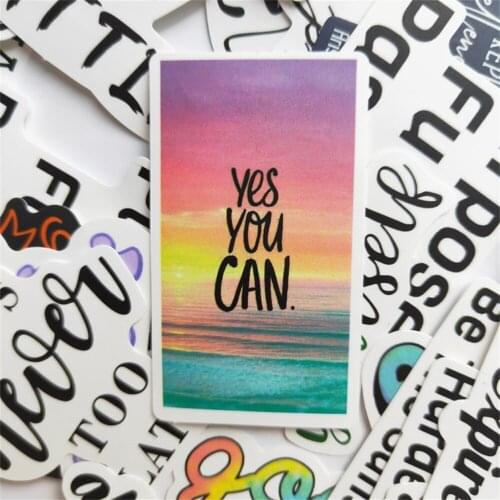 10/30/50PCS Classic English Inspirational Text Sticker Skateboard Notebook Graffiti Waterproof Sticker Childrens Toy Wholesale