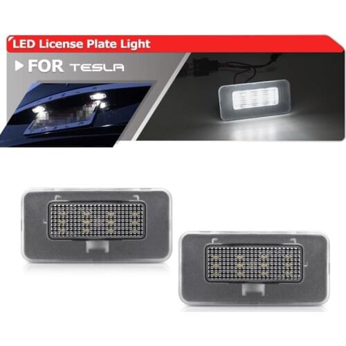 2x Fits For Tesla Model X 2016- Model S 2017- SMD White Canbus Rear Led License Plate Lights Lamps OEM: 103434100A