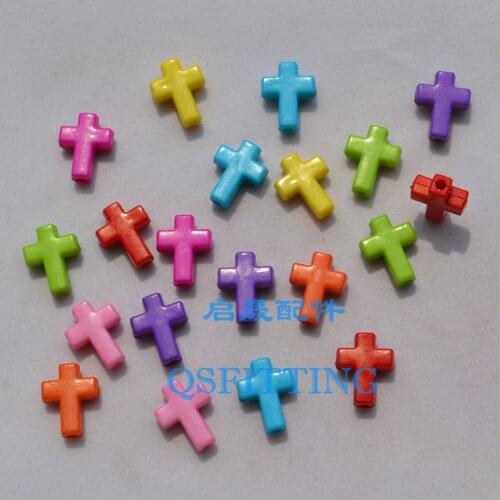 50pcs DIY Jewelry Making Accessories Cross Acrylic Beads Mix Color Bracelet Making Department Religious ornament Plastic Fitting