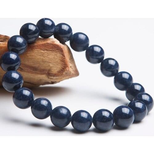 Real Natural Blue Sapphire Bracelet For Women Man Healing Stone Crystal Stretch Round Beads Strands 7mm 8mm 10mm 12mm 14mm 16mm