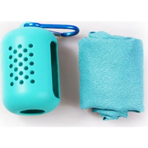 Superfine fiber quick-drying towel cold sweat-absorbent small towel with silicone cover for travel outdoor sports fitness wipe