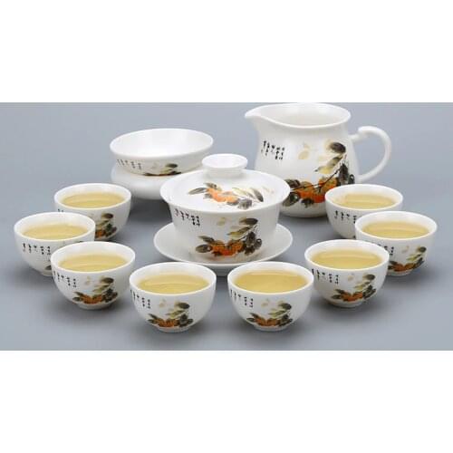 Jingdezhen Ceramic hand painted blue and white painted gold million kung fu tea cups blue and white porcelain suit handmade