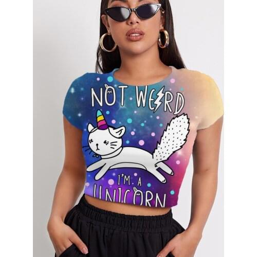 3d Tshirt Unicorn T shirt Women Animal Navel Bare Galaxy Tshirts Casual Colorful T-shirts 3d Womens Clothing Hip Hop New Male