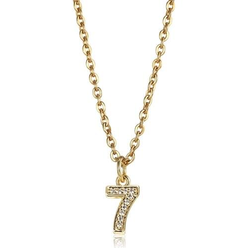 Dainty Tiny Cute Number 0 1 2 3 4 5 6 7 8 9 CZ Pendant Birthday Lucky Number Charm Necklace Rolo Chain Adjustable KN652