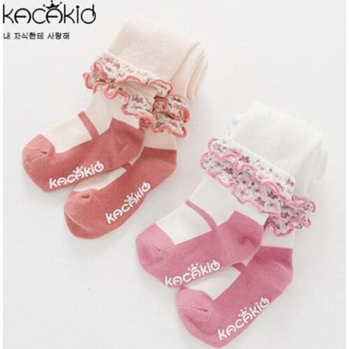 Kacakid 1-5 Years Children Kids Cotton Ruffle Flower Girls Pantyhose Tights