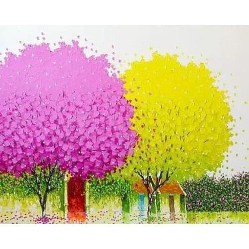 Oil Painting By Numbers DIY Coloring Drawing Tree Kits For Adults Frame On Canvas Picture By Number Home Decoration Art Gift