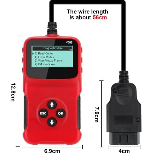 LEEPEE Car Diagnostic Tool V309 OBD2 Code Reader OBD 2 Scanner OBDII Auto Accessories Plug and Play Digital Display ELM 327