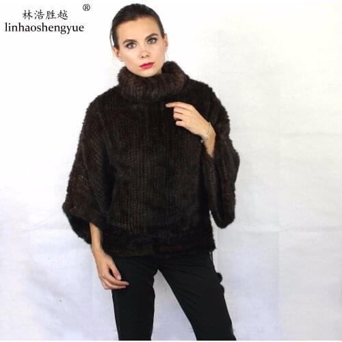 Linshenghaoyue women 100% mink fur shawl Fashion noble Luxury experience Aristocratic temperament