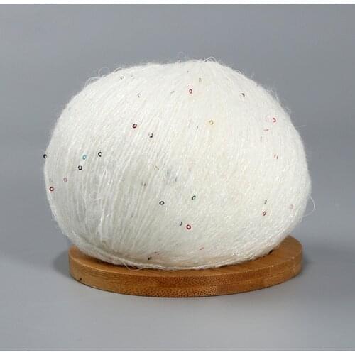 50g Mohair Thin Knitting Sequined Yarn Crochet Fluffy Knitted Fashion Baby Soft Lace Wool Thread Sweater Shawl Beads Yarns