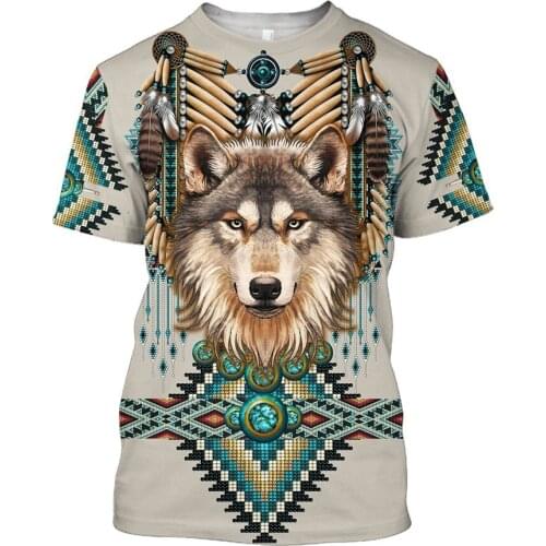 CLOOCL Men T-shirt Indians Starry Wolf 3D Print Animal Short Sleeve Funny Tee Shirts Harajuku Casual Unisex Streetwear Tops