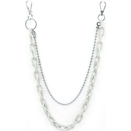 Punk Biker Jeans Link Pants Keychain Double Acrylic Chunky Belt Chain Jewelry