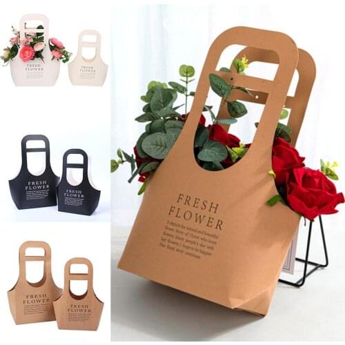 Portable Flower Box Handy Gift Bag Wedding Birthday Christmas Favor Present Boxes Paper Rose Gift Packing Box Party Supplies